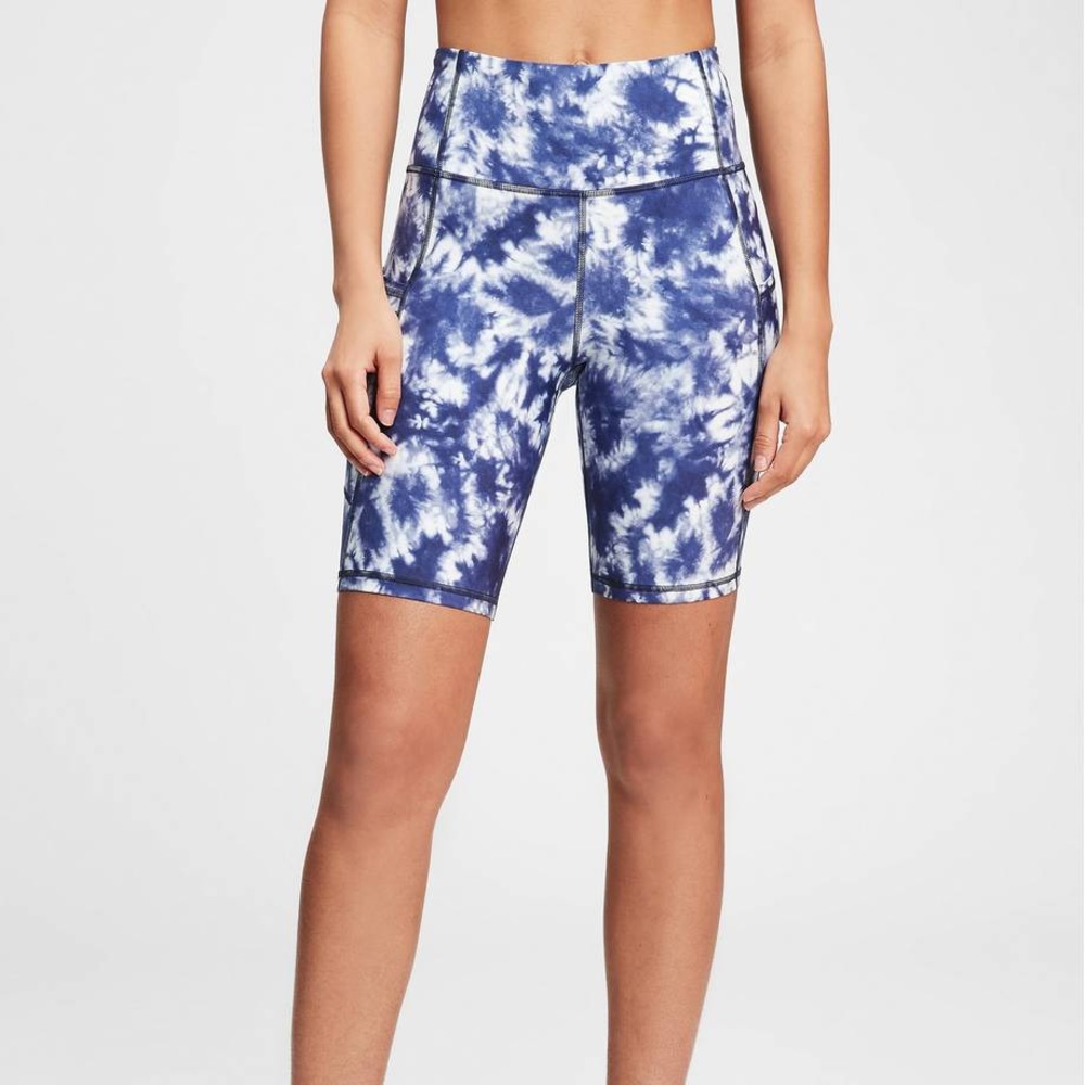 Blue and White Athletic Bike Shorts